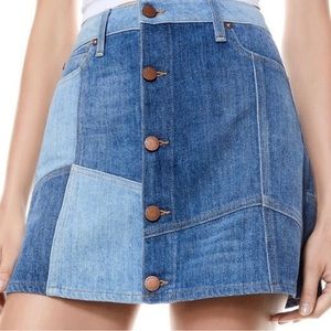 Alice and Olivia Patchwork Light Denim Skirt NWT